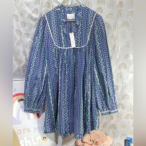 MARBLE Blue and Green Midi Dress